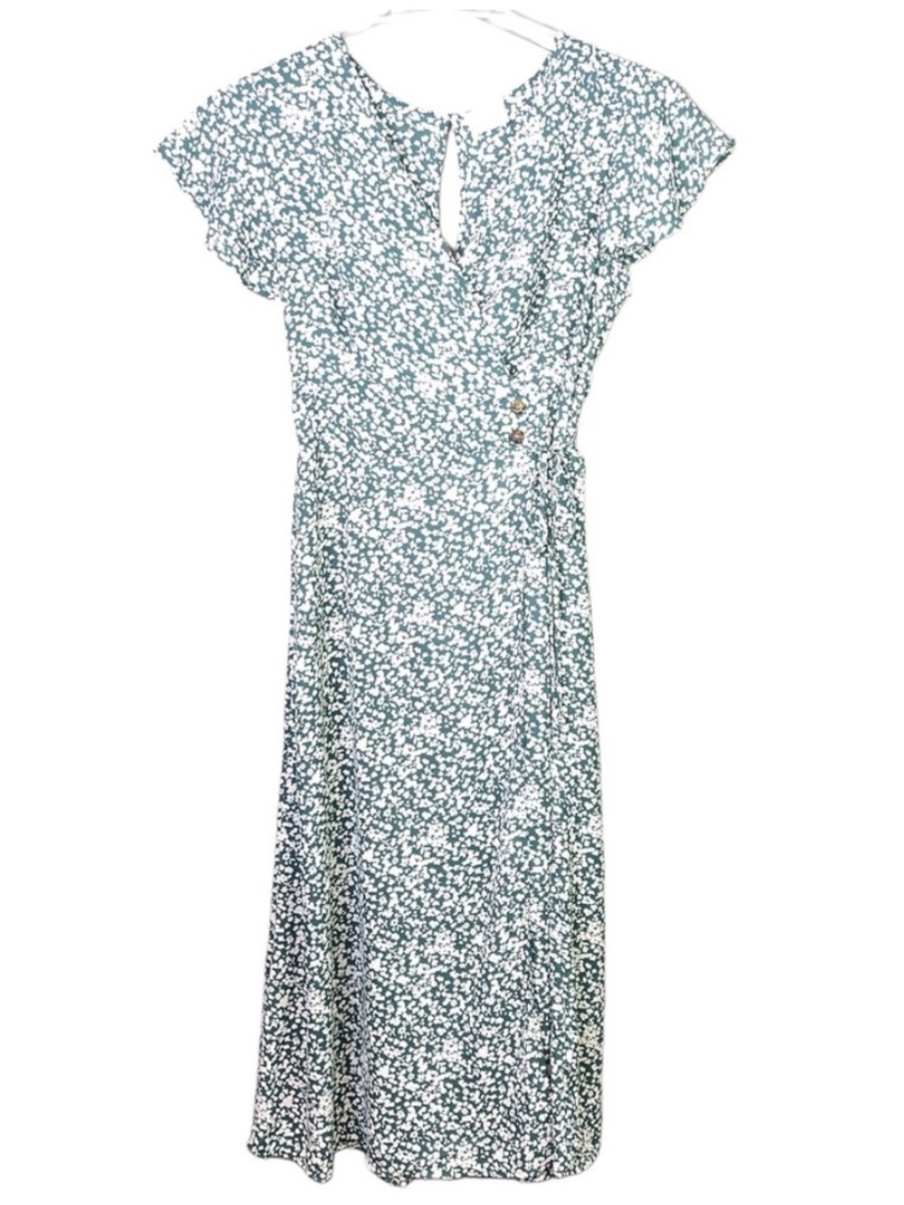Sienna Sky Teal Floral Wrap Midi Dress
